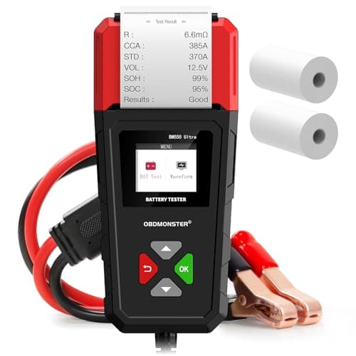 Image of Car Battery Tester with Printer, OBDMONSTER BM550U Car Battery Tester 6V 12V 24V Load Tester,100-2000CCA Battery Load Tester for Cars Trucks SUV Motorcycle