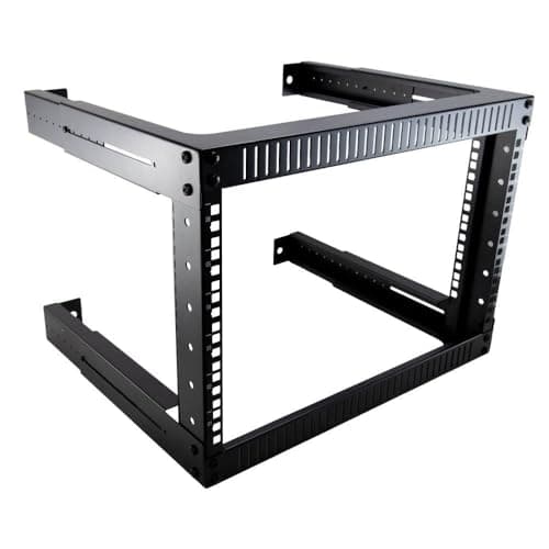 Image of Kenable Assured | Wall Mount 19-Inch Open Frame Server Rack | 2U, 4U, 6U Network & AV Equipment Rack with 300-500mm Adjustable Depth Rails | Heavy-Duty Steel for Patch Panel & Switch (6U)