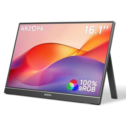 Image of ARZOPA 16.1" Portable Monitor, 1920×1080 FHD IPS Portable Monitor for Laptop with Single-rod, Support HDMI/Type-C/USB-C, Eye Protection Gaming Screen for Laptop/PC/Mac/PS3/4/5/Xbox