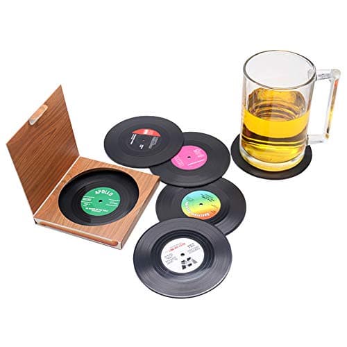 Image of 6 Pcs Black CD Record Coasters