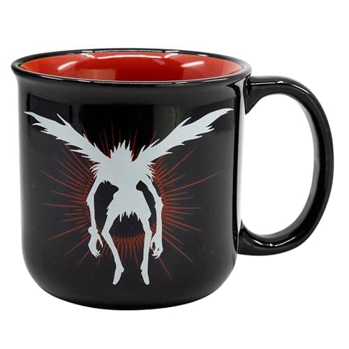 Image of Elbenwald Death Note Mug with Ryuk Motif, 400 ml for Anime Fans Ceramic Black Red