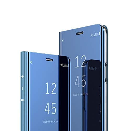 Image of MRSTER Flip Case for iPhone SE 2020 Mirror Design Clear View Bookstyle Protecter Shell With Kickstand Cover for Apple iPhone SE (2020) 4.7". Flip Mirror: Blue
