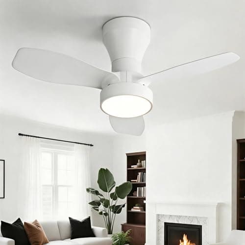 Image of HARPER LIVING Ceiling Fan Light with Remote, 40W 2100LM LED Dimmable Fan Lamp, 3 Colours, 3 Speeds & 2 Timers, Detachable Compact Fan Light Ceiling for Bedroom Living Room Home Office, White