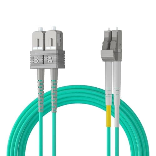 Image of 10Gtek Fiber Patch Cable - LC to SC OM3 10Gb/Gigabit Multi-Mode Jumper Duplex 50/125μm LSZH Fiber Optic Cord for SFP Transceiver, Aque, 7-Meter(23-ft)