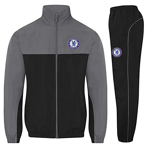 Image of Chelsea Official Football Gift Boys Tracksuit Set Grey Colour Crest 2-3 Years