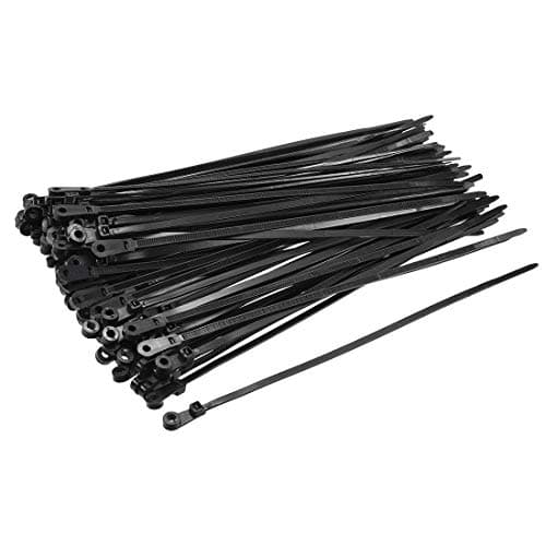 Image of sourcing map Mount Head Cable Zip Ties 8 Inch Screw Hole Nylon Wire Strap Black 80pcs