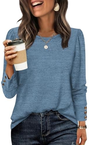 Image of WIHOLL Ladies Tops Jumpers for Women UK Crew Neck Sweatshirt Shirt Navy blue Blue Top Size 14-16