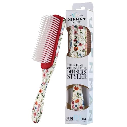Image of Denman D3 Curly HairBrush for Women & Men – 7 Row Detangling & Curl Defining Brush for Natural Curly, Coily, Wavy Hair – Styling Brush for Smooth Defined Curls, Floral Fantasy