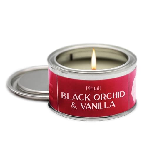 Image of Pintail Candles Paint Pot Candle (Black Orchid & Vanilla Home Fragrance) Scented Candles Long Burning (14 Hour Burn Time), Hand-Poured Scented Candles Gifts for Women - Genuine Pintail Candle Gift