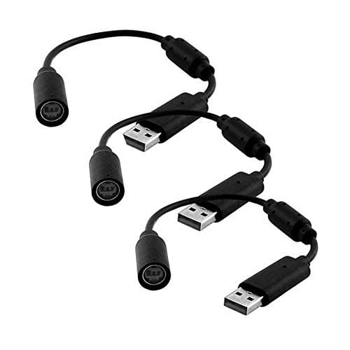 Image of honxinm Replacement Dongle USB Controller Breakaway Cable Cord Game Controller Adapter for Xbox 360 PC Wired Controller Rock Band and Guitar Hero - Grey (3 Pack)