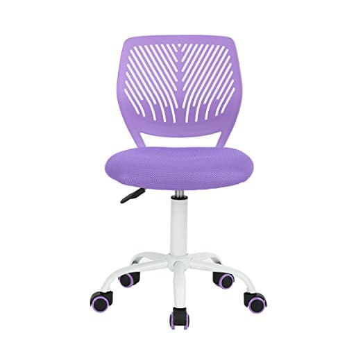 Image of Homy Casa Desk Chair Adjustable Swivel Office Chair Fabric Seat Ergonomic Task Chair without Armrest, Purple