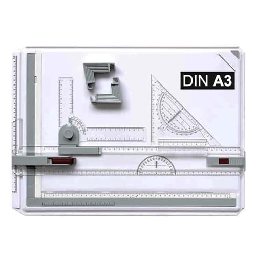 Image of WinHUb A3 Drawing Board 51x37cm, Adjustable Technical Drafting Table with Parallel Motion, Sliding Ruler & Accessories, Multi-Function Drawing Board for Students, Engineers, Artists & Architects