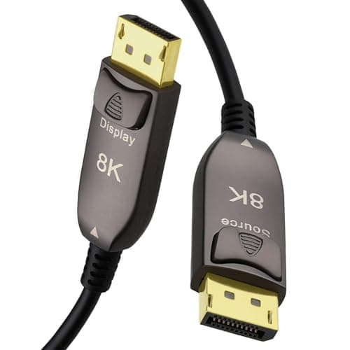 Image of kenable Active DisplayPort 1.4 Optical Cable AOC 8K 30Hz 4K 120Hz 32Gbps HDR HBR3 Fibre Optic DP to DP Male CPR ECA Rated 10m Black
