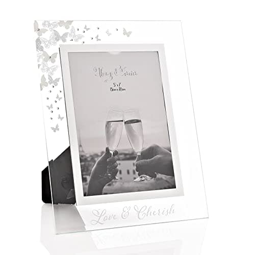 Image of Widdop Love and Cherish Glass Photo Frame with Butterflies and Diamantes - 5x7