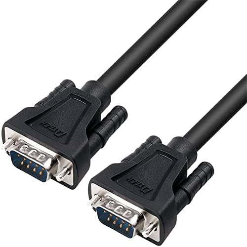 Image of DTech 9 Pin Serial Cable COM Port Male to Male RS232 Straight Through DB9 Data Cord (0.5 Meter, Black)