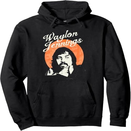 Image of Hoodies with pockets for men and women Loose-fit streetwear for men Waylon Jennings Oversized sweatshirts Black fleece hooded pullover (1 XS)
