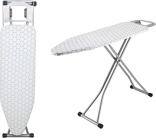 Image of Ironing Board - 110 X 33cm, Folding Ironing Board with Jumbo Iron Rest, Adjustable Height, Foldable & Collapsible Ironing Table