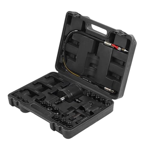 Image of FLASHEVER 24PCS Pneumatic Diesel Injector Puller Kit, Air Vibration Injector Removal Tool with 3 Prolongation Tools & 19 Adapters, Compatible with Bosch Delphi Denso Siemens Rail Injectors (Black)
