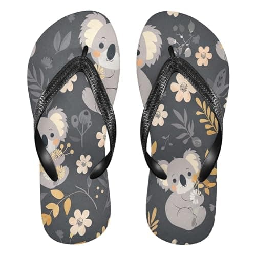 Image of JiangGgen Cartoon Cute Koala Unisex Flip Flop Sandals Beach Casual Thong Sandals with Arch Support-XXL