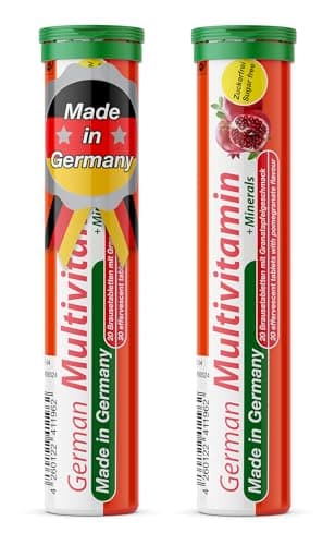 Image of Multivitamin + Minerals - 2 x 20 effervescent Tablets - Pomegranate Flavor - T&D Pharma German Multivitamin + Minerals - Made in Germany