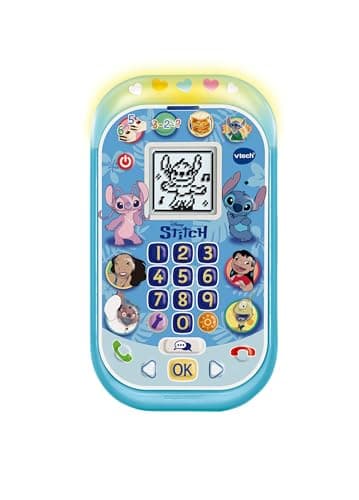 Image of VTech Stitch Learning Phone, Official Stitch Toy, Interactive Role Play Phone with Voice Activation, Ringtones and Games, Gifts for Ages 4, 5, 6+ Years, English Version
