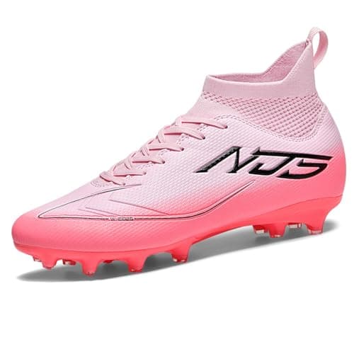 Image of GOGOUP Mens Football Shoes Outdoor Professional Training Football Boots High Top Spikes Youth Children's Astro Turf Soccer Shoes Unisex Pink 4 UK