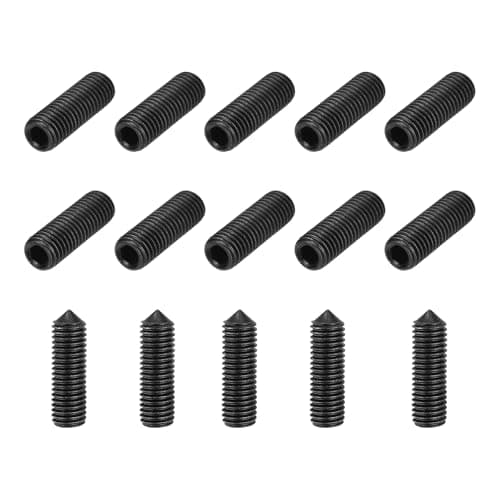 Image of sourcing map 15 Pcs M12x30mm Cone Point Set Screws, Carbon Steel Hex Socket Grub Screws for Bathroom Fixtures Repair Furniture DIY Project