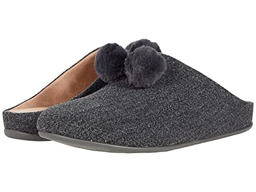 Image of FitFlop Chrissie Pom-Pom Slippers Pewter Grey 7 M (B)