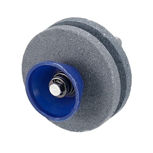 Image of sourcing map Lawn Mower Blade Sharpener, Universal Double Layer Corundum Mower Blade Grinder Stone Wheel for Power Drill Hand Drill, Gray