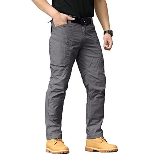 Image of CARWORNIC Men’s Tactical Trousers Outdoor Hiking Pants for Men Rip-Stop Combat Cargo Pants Lightweight Military Pants Waterproof Fishing Work Camping Pants with Multi Pockets Dark Grey