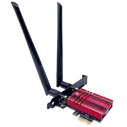 Image of SYONCON WiFi 6E AXE5400 PCIe WiFi Card intel AX210 Chipset with Bluetooth 5.3 Tri-Band 2.4G/5G/6GHz 5374Mbps PCI Express Wireless Network Card Wi-Fi Adapter for Desktop PC Windows 10/11 (Red)