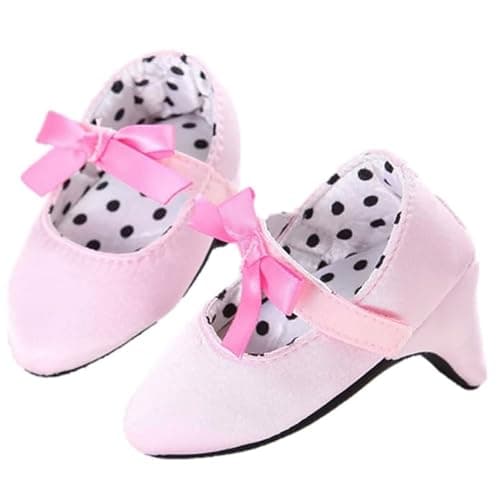 Image of Nsywmzy Infant Baby Girls Princess Shoes with High Heels Bowknot Soft Sole Crib Shoes Sneaker Newborn Girl Photography Props (Pink, 6-9 Months)