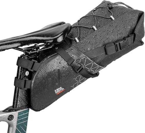Image of KEMIMOTO Bicycle Saddle Bag, 11 L, 100% Waterproof Bicycle Saddle Bag, Bicycle Seat Bag, Road Bike Saddle Bag for E-Bike and MTB, with Attachment Straps for Holder, Black