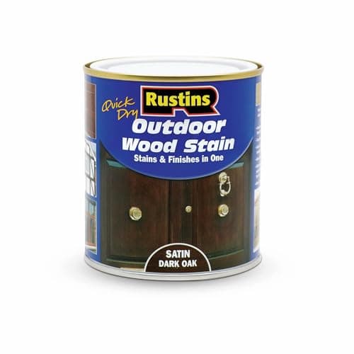 Image of Rustins Quick Dry Outdoor Wood Stain Dark Oak 500ml- Durable and Weather-Resistant Finish, Fast Drying, Vibrant Color for Decks, Fences, & Furniture, Available in Many Wood Shades