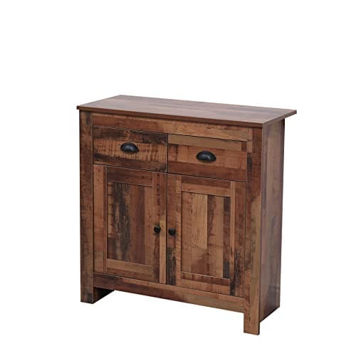 Image of Kingwudo® Wooden Sideboard Cupboard 2 Doors 2 Drawers Cabient or 1 Door 3 Drawers Cabinet Storage Unit Freestanding Cabient for Living Room (2 Doors 2 Drawers Cabinet)