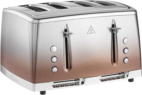 Image of Russell Hobbs 4 Slice Eclipse Toaster with faster toasting technology (Independent slots, Lift & look, 6 Browning levels, Frozen/Cancel/Reheat with indicator lights, 850W, Copper Sunset) 25143