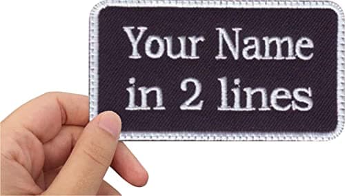 Image of Personalised 2 Line, Custom Embroidered, Biker, Name Tag, PATCH Iron on or Sew on, 4" wide x 2" inch tall