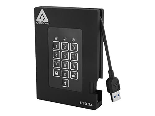 Image of Apricorn Aegis Padlock Fortress FIPS 140-2 Level 2 Validated 256-bit Hardware Encrypted USB 3.0 Hard Drive with PIN Access, 1TB (A25-3PL256-1000F), Black