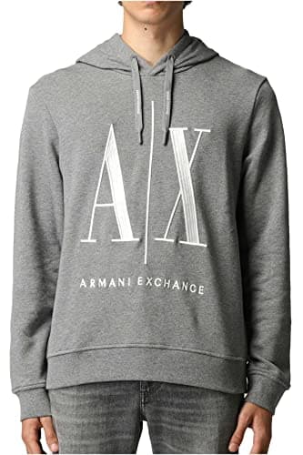 Image of Armani Exchange Men's A|x Large Logo Hooded Sweatshirt, Gray, XS