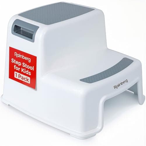 Image of Rainberg 2 Step Stool for Kids, Sturdy Double Step Stool for Toddlers, Anti-Slip Stool for Children, Toilet Stool for Potty Training and Use in the Kitchen (1 Pack)