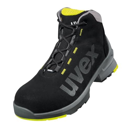 Image of Uvex 1 lace-up boot, safety shoes S2 SRC, work shoes for men & women, black/lime, size 12