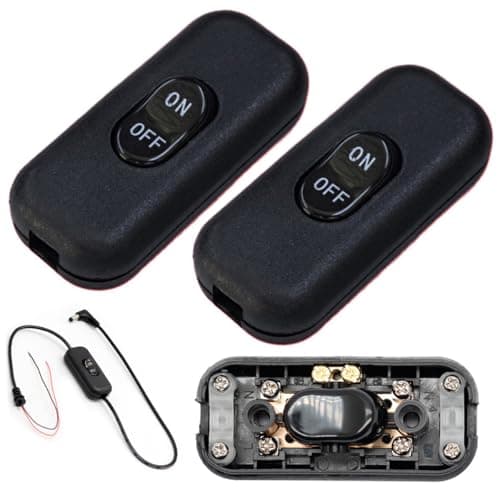 Image of 2 Pieces 6A Inline Switch Torpedo ON OFF Electrical Wire Appliance Rocker Switches In-line Cord Switch Halfway Rocker Button Accepts 2-3 Core for Small Appliance or Lamp (Black)