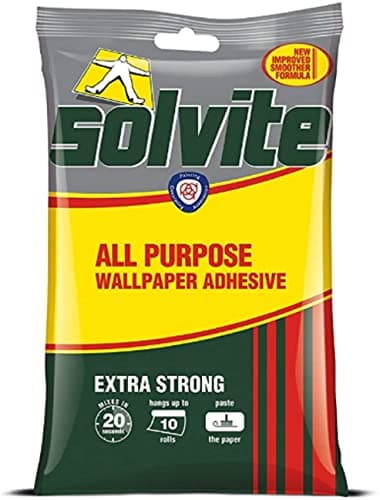 Image of Solvite All-Purpose Wallpaper Adhesive, Reliable Adhesive for Wallpaper, All-Purpose Adhesive with Long-Lasting Results, Wallpaper Paste hangs up to 10 Rolls (1x185g Sachet)