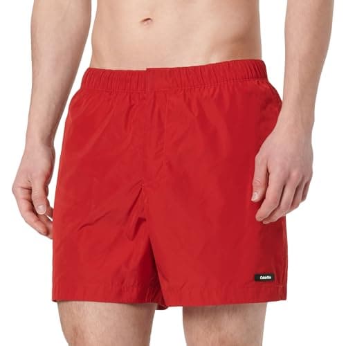 Image of Calvin Klein Men’s Casual Tailored Swim Shorts with Elasticated Waistband, Red (Quaint Berry), M