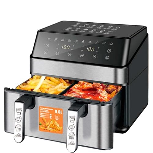 Image of Air Fryer, 9L Dual Basket with DualZone Technology, Independent Nonstick Drawers, Sync & Match Cooking, 10 One-Touch Presets, Digital Touchscreen for Family Meals