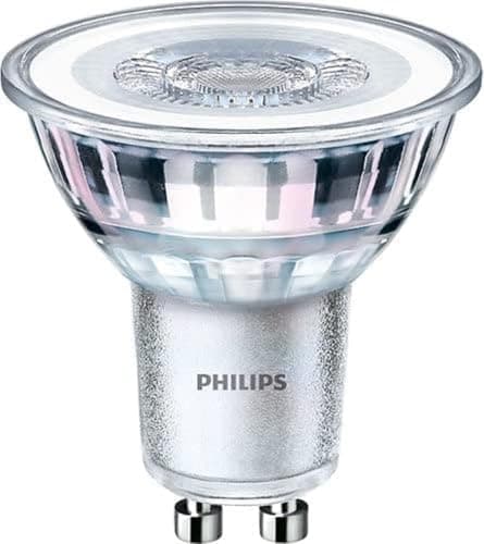 Image of Philips LED Premium Spot Light Bulb 10 Pack [GU10 Spotlight] 4.6W (50W equivalent). Non-dimmable, Warm White, For Indoor Home Lighting, Livingroom, Bedroom