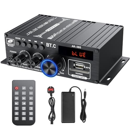 Image of LiNKFOR Bluetooth 5.0 Mini Amplifier for Passive Speakers, 2x40W Stereo Amp for Home Audio, TV, PC & Ceiling Speakers, USB/SD/AUX/RCA Inputs, Remote Control, Compact Audio Receiver