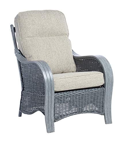 Image of Desser Turin Grey Armchair Conservatory Furniture – Fully Assembled Indoor Luxury Cane Rattan Chair with UK Made Cushions in Machine Washable Pebble Fabric – Dimensions: H101cm x W74cm x D88cm
