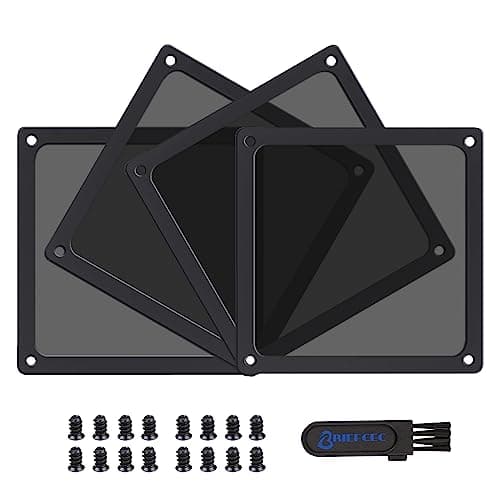 Image of BRIEFCEC Dust Filter 120mm for Computer Cooler Fan/PSU/Routers NYLON 80 Mesh, Magnetic Frame Dust Mesh PC Cooler Filter Dustproof (NYLON, 4Pack, Black)