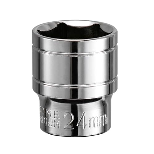 Image of Youzzei 24mm 1/2 Inch Square Drive Socket, 6 Point Metric Socket, Polishing Chrom Vanadium Alloy Steel 24mm Sockets 1/2" Drive for Car Repair Mechanical Maintenance Home Use